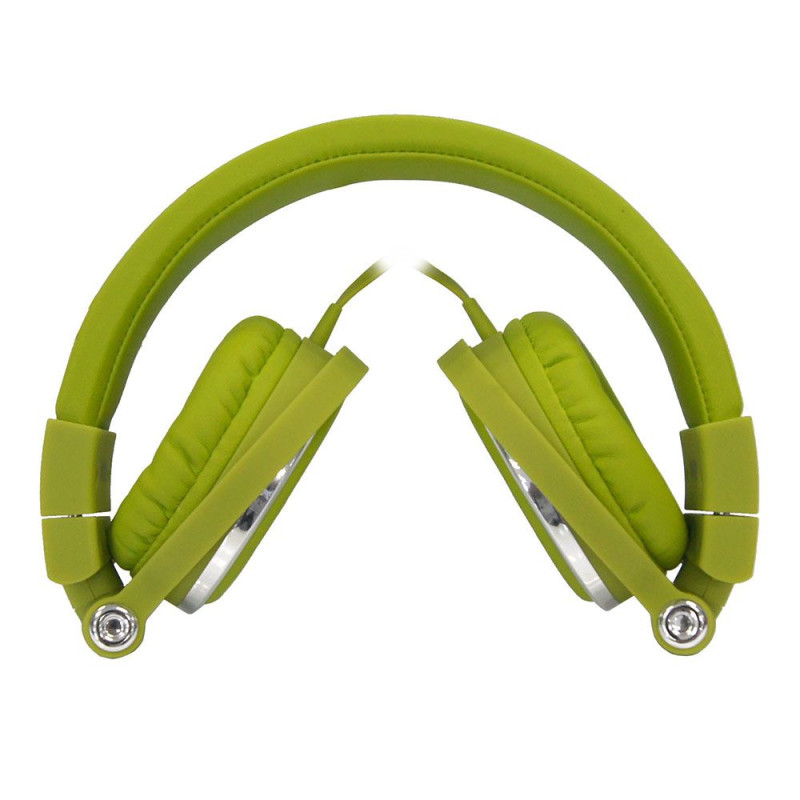 Casque filaire vert avec micro câble 1 50m arceau réglable effec
